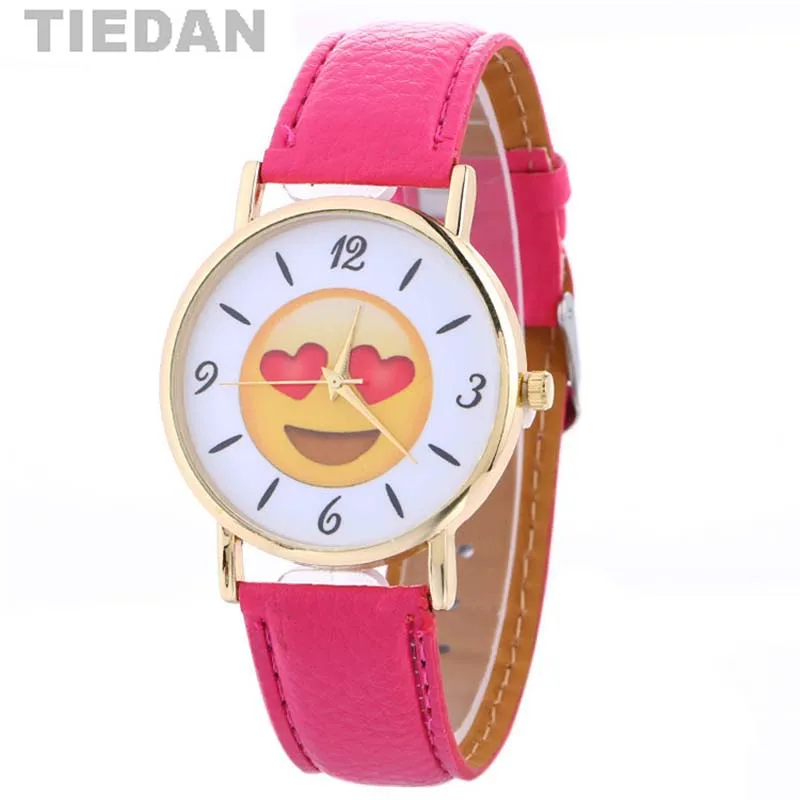 TIEDAN Brand Lovely Funny Cute Face Women Watches Quartz Wrist Watch