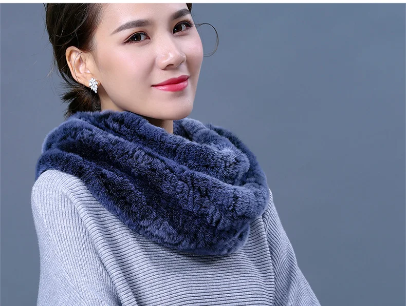 New Women's Natural Fur Shawls Wraps Genuine Rabbit Fur Neck Scarf High Quality Real Fur Scarves For Women (4)