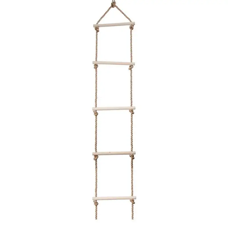 Детская деревянная веревочная лестница для скалолазания, Детская безопасная веревочка для скалолазания, качели для родителей и детей, Спортивная интерактивная игрушка для игр на открытом воздухе - Цвет: 5 rungs ladders