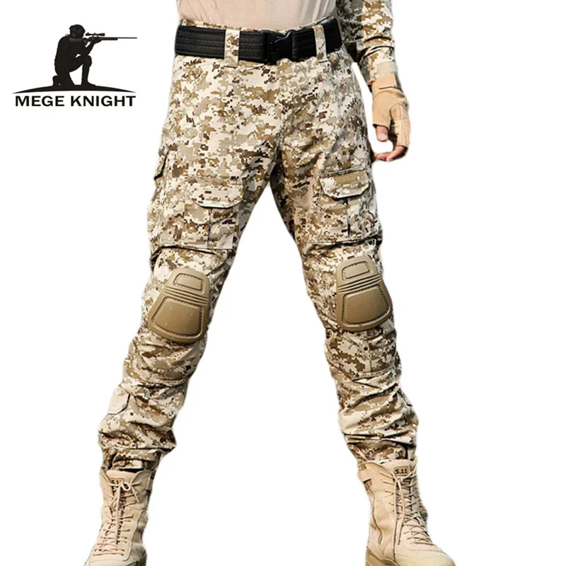 Günstig MEGE Schnelle Assault multicam hosen mit knie pads, Camouflage taktische militärische kleidung, paintball armee cargo kampf hosen