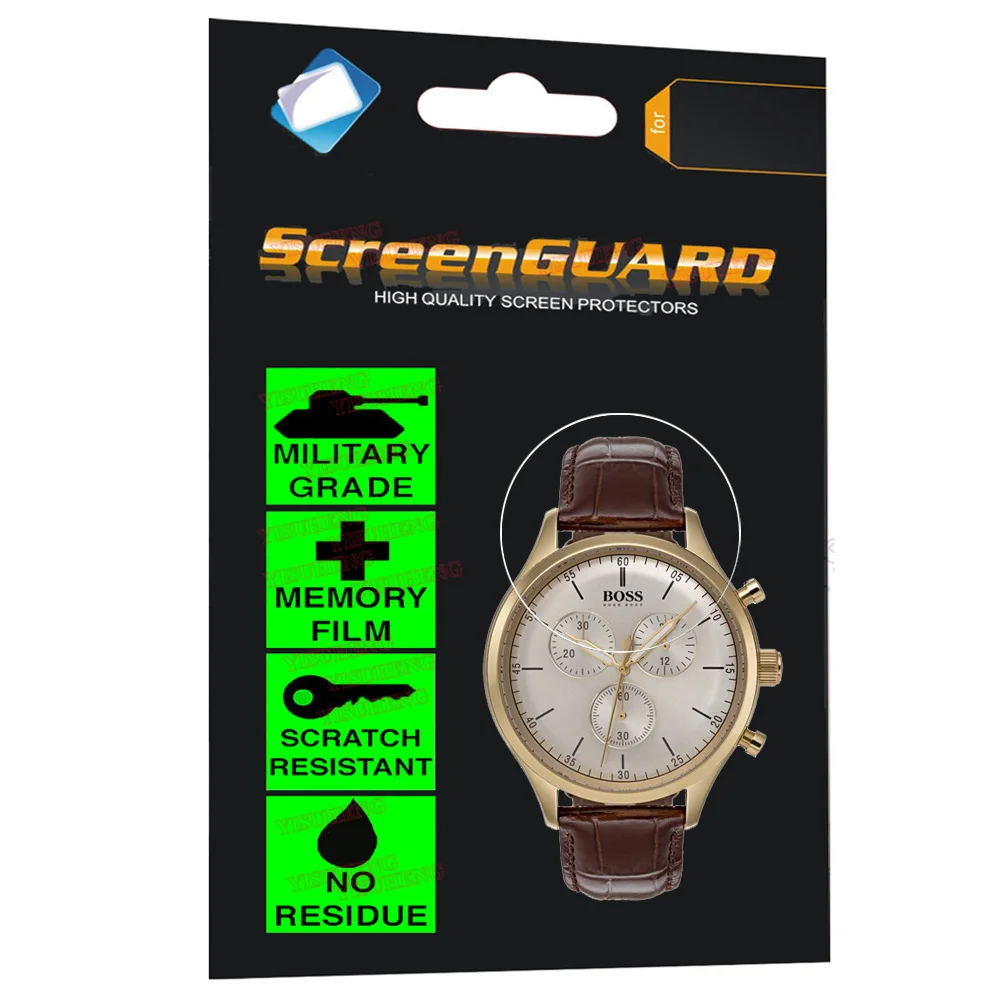 

2 Pack Newest Cool Classic Military Grade Anti-Shock Screen Protector for hugoboss Companion Leather Chronograph Watch 1513545
