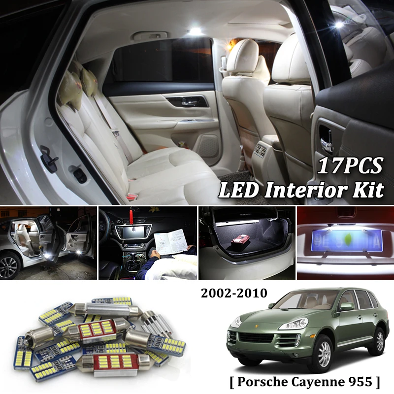 

17X White Canbus led Car interior lights Package Kit for Porsche Cayenne 955 2002- 2008 2009 2010 Car LED Light Interior Kit