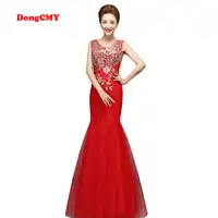 DongCMY ชุดราตรี 2019 ใหม่ mermaid คู่เจ้าสาวยาว robe de soiree tail อย่างเป็นทางการ vestidos longo