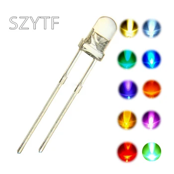 

100pcs/lot 5mm LED Diode 3V Set Light Emitting Warm White Green Red Blue Yellow Orange Purple