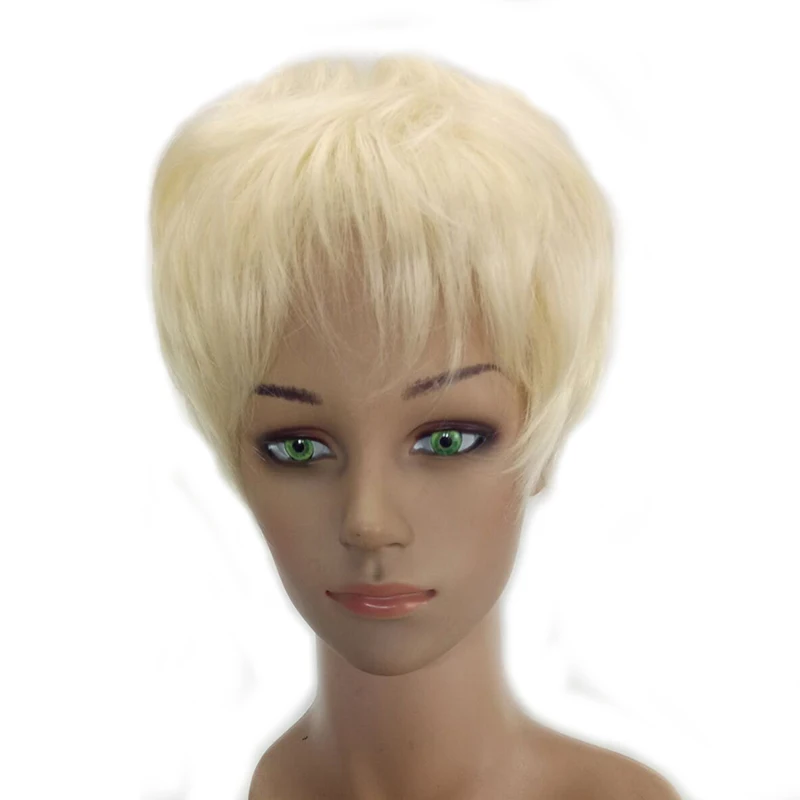 blonde HAIRJOY женский стрижка Pixie черный коричневый блондин фиолетовый 6 цветов короткий прямой термостойкий синтетический парик - Цвет: blonde