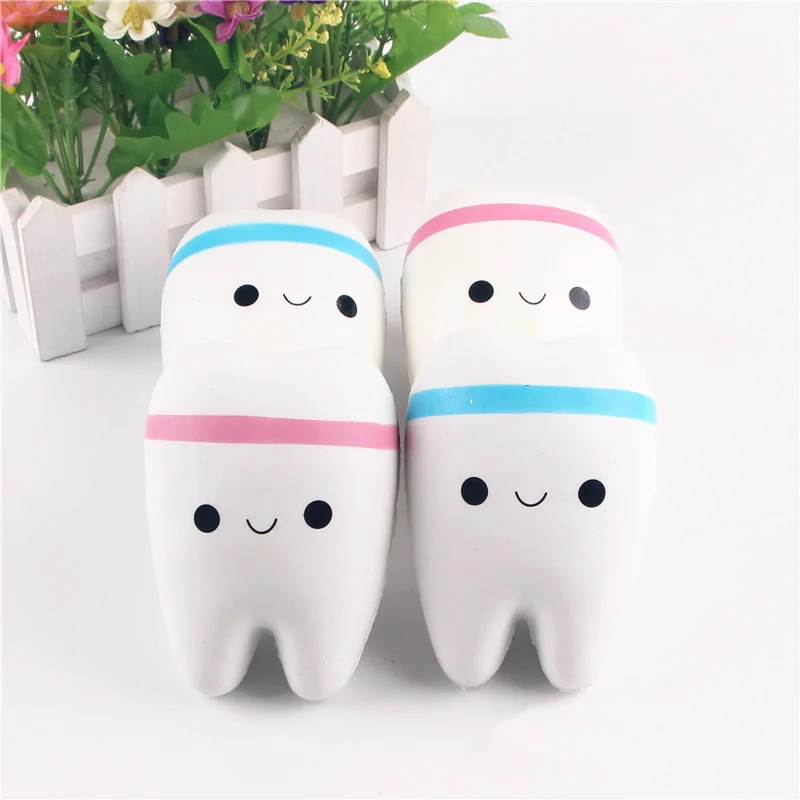 

11cm Cute Cartoon Tooth Pendant Squishy Toy Squishy Hand Spinner Teeth Soft Squeeze slow rebound decompression Toy Gift