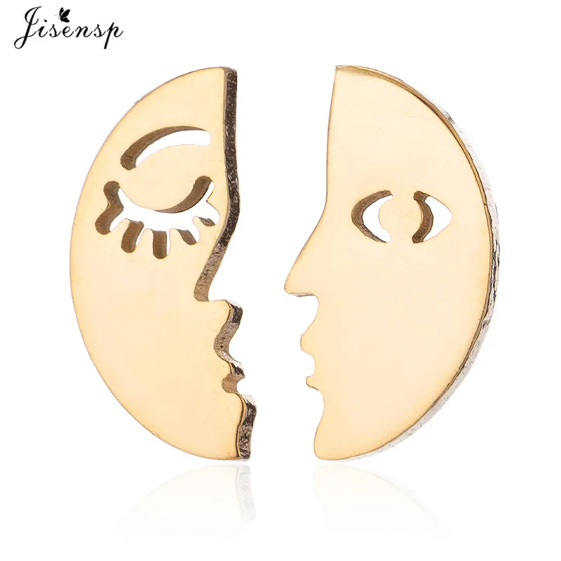 

Jisensp Cute Black Stainless Steel Earrings Moon Stud Earrings for Women Kids Korean Earings Jewelry Accessories Christmas Gifts