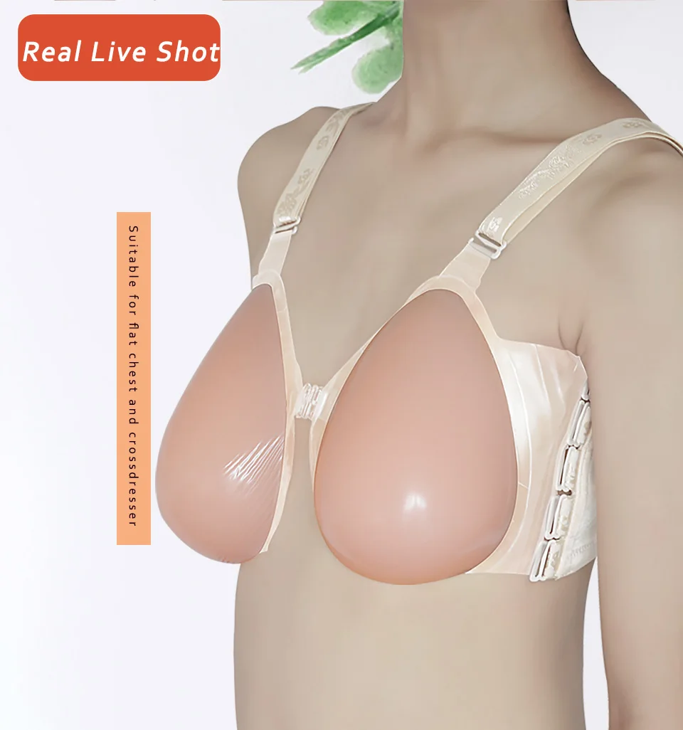 Komaynaly Women Silicone Breast Form Deep Concave Bottom Fake Boobs Breast for Crossdreser Transgender Cosplay Breast Enhancers (2)