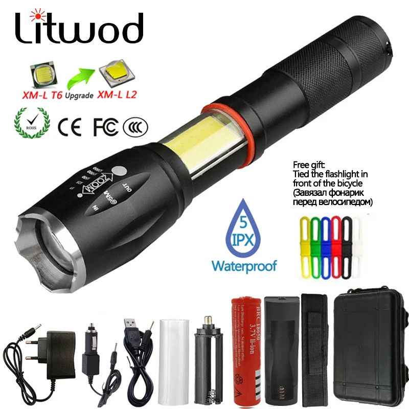 Litwod Z201005A Многофункциональный светодиодный фонарик 8000 лм CREE COB с магнитом для езды на велосипеде|Фонарики и