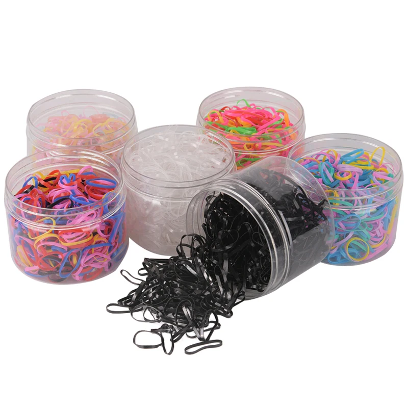 

About 500pcs/box Rubber Hairband Rope Elastic TPU Hair Holder Tie Gum Rings Girls Hair Accessories Silicone Ponytail Holder