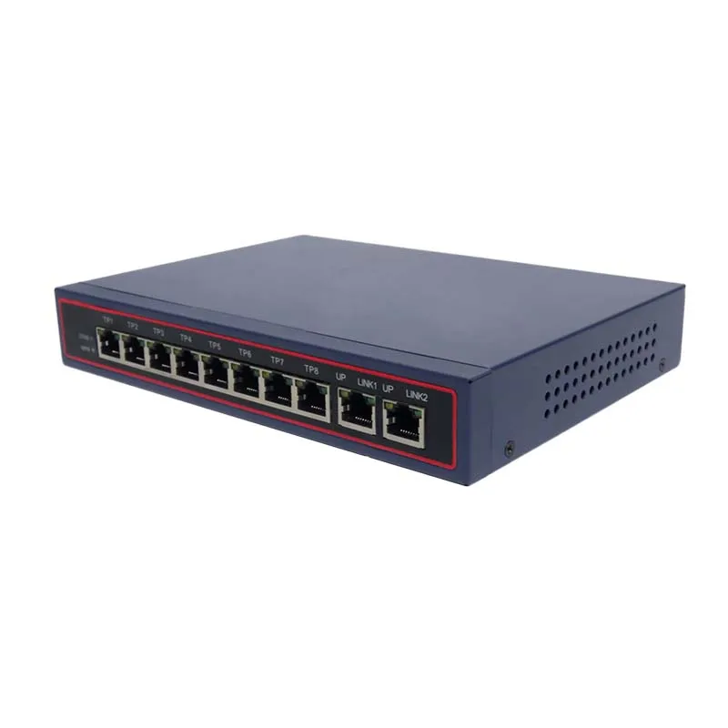 10/100/1000 Мбит/с 10 портов poe коммутатор ethernet 8GEP+ 2GE 2 uplink порт 8 rj45 коммутатор питания через ethernet порт гигабитный коммутатор оптоволокно ftth чехол