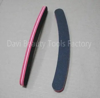 

Free Shipping emery board 50pcs/lot red sponge Crescent black sandpaper Nail file nail tools 100 180 240 for nail art #SC0412-03