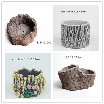 

Tree Root Bark flowerpot molds for Concrete flower pot vase silicone mold creative gardening decorating cement planter mould