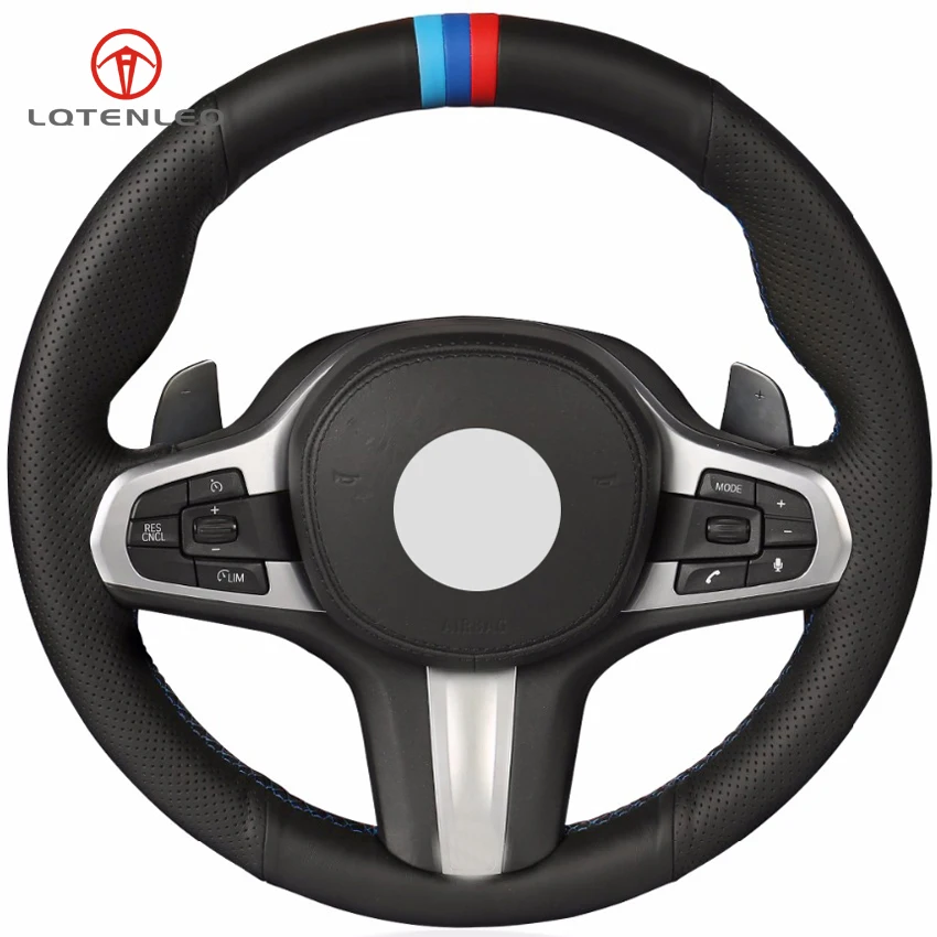 Lqtenleo черного цвета из натуральной кожи рулевого колеса автомобиля крышки для BMW G30 525i 530i 530d M550i M550d G32 630i 640i G11 G12