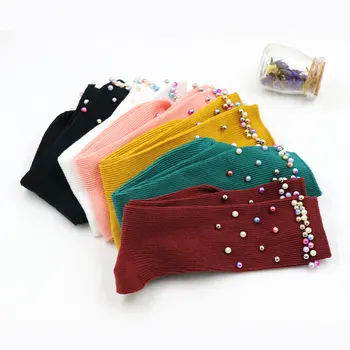 

Korean style student beaded stripe socks pink/ black/white/yellow cotton blends Mid socks 1order=1pairs