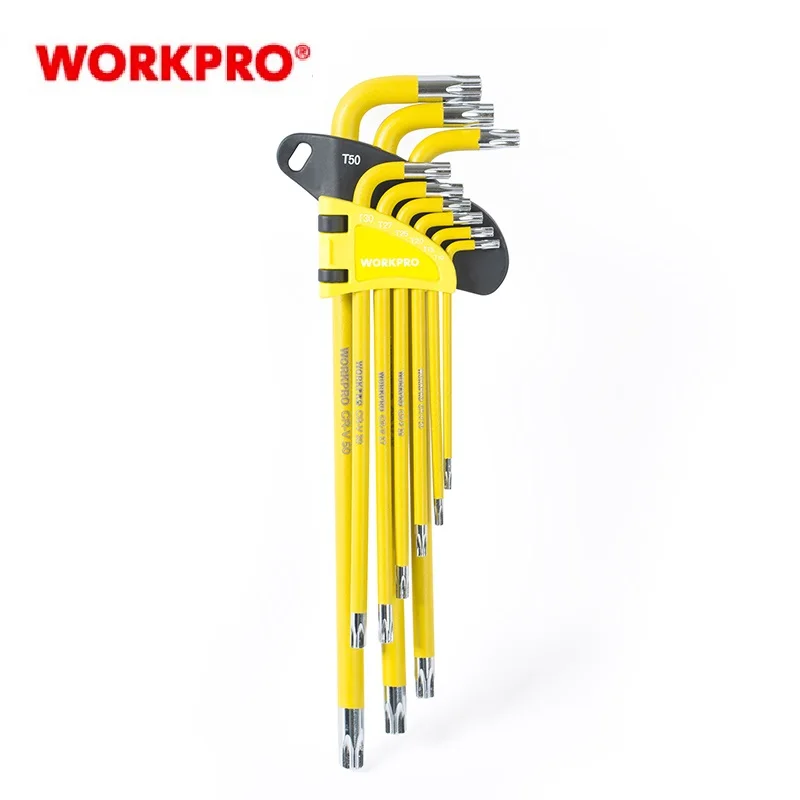 WORKPRO W022012 9 шт Длинный рычаг CR V Torx набор ключей шестигранный ключ инструментов T10