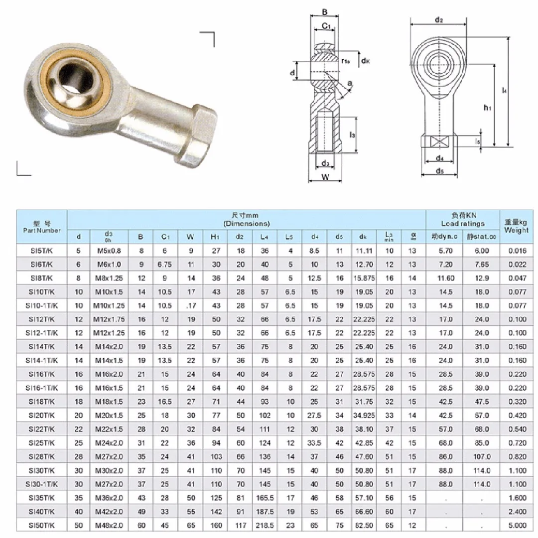 2pcs SI8T/K End Ball Joint Bearing Set 8mm Internal Female Metric Thread Rod with High Hardness