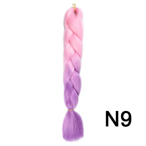 Шелковистые пряди, 24 дюйма, 100 г, Омбре, синтетические плетеные волосы для наращивания, для вязания крючком, косички, огромные косички, два тона, Омбре, цвет - Цвет: N9