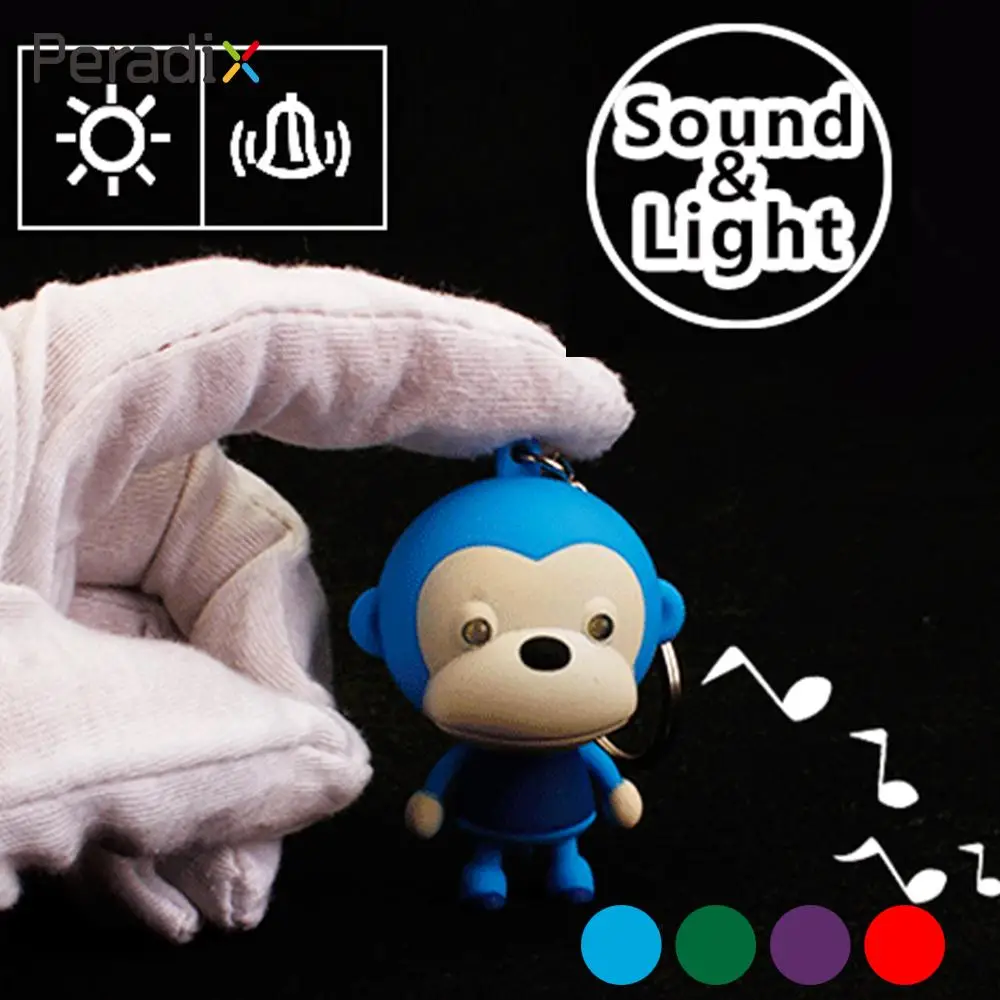 Cute Keyring Sound Light Up LED Monkey Figure Pendant Keychainin Light