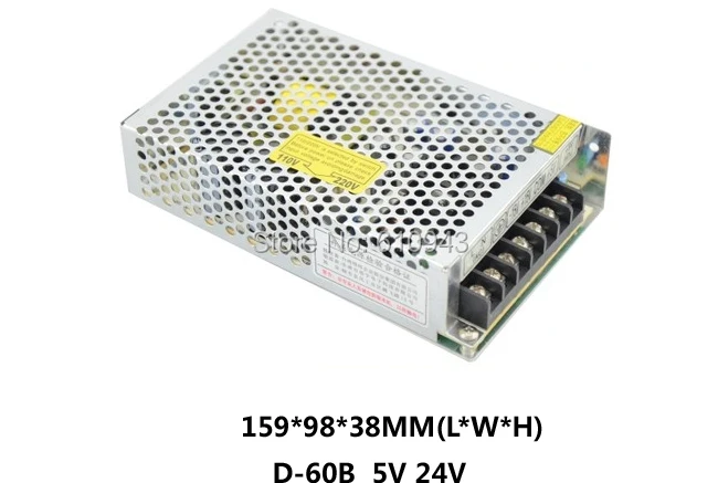 

Free Shipping Output Voltage 5V 24V AC-DC D-60B 58W Dual Output Switching power supply from maker electric