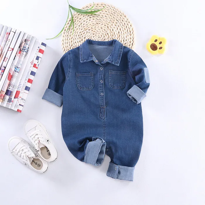 Мягкий джинсовый Детский комбинезон с жирафом, комбинезон для новорожденного младенца, костюм для маленьких мальчиков и девочек, ковбойские модные джинсы, детские комбинезоны, RM19013 - Цвет: Dark blue