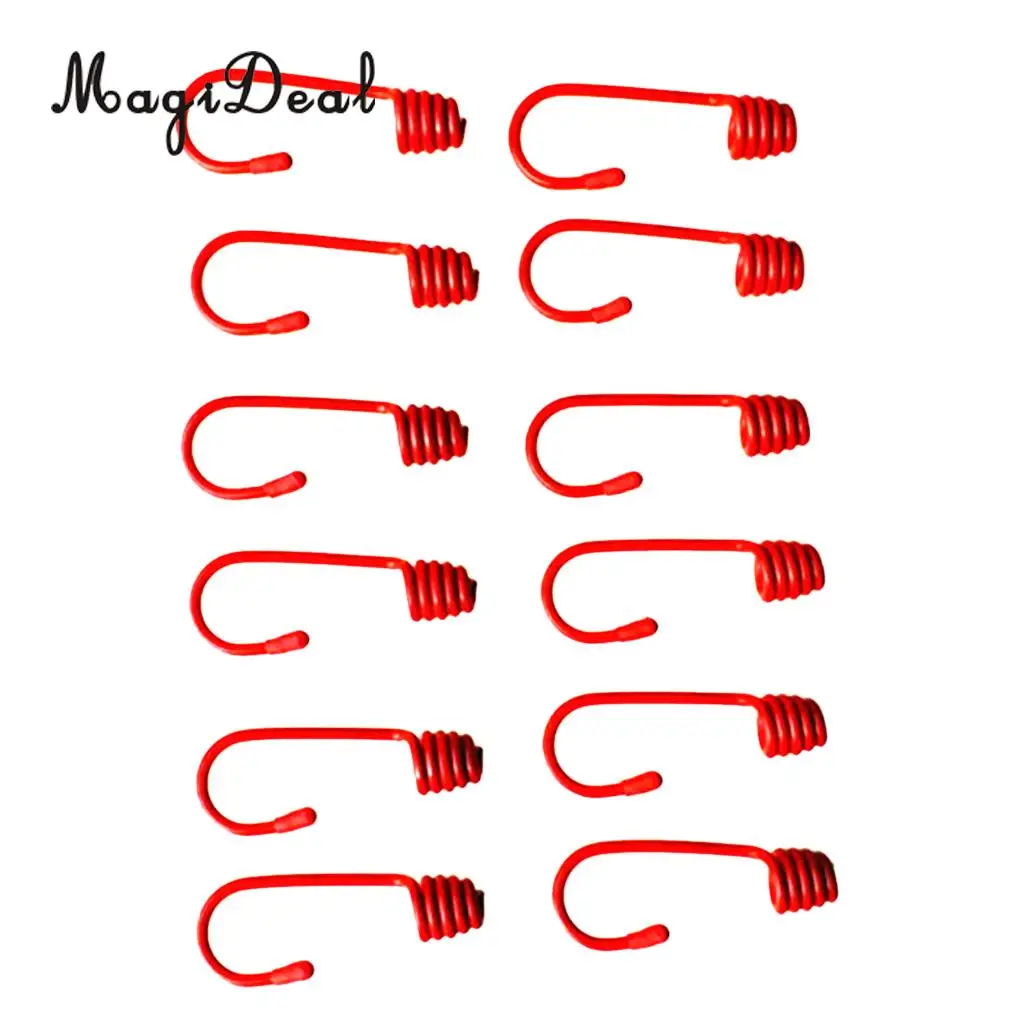 MagiDeal 12Pcs Durable Plastic Coated Iron Wire Hooks for 8mm Elastic Shock Cord Camping Tent Boat Cover Trailer Bungee Rope
