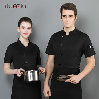 

Chef Uniform Super Cool Summer Short Sleeve Breathable Net Comfortable Chef Shirt Chef Pure Color Jacket Men Women Cook Workwear
