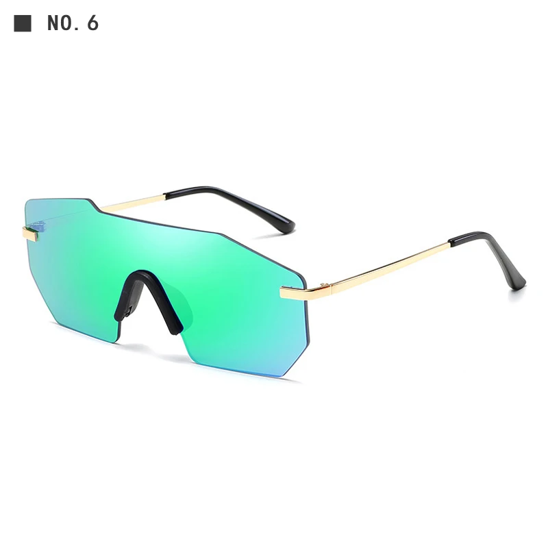 Топ без оправы щит негабаритных солнцезащитных очков мужчин нерегулярные солнцезащитные очки женщин zonnebril mannen вечерние очки с полной посылка KD503 - Цвет линз: C6