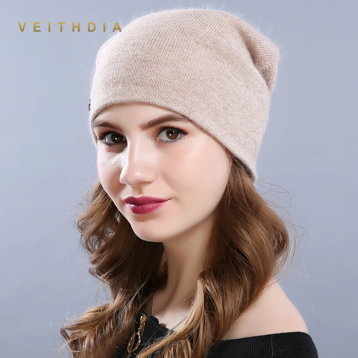 

VEITHDIA Women's Hats Female Wool Casual Autumn Winter Brand New Double Layer Thick 2019 Solid Knitted Girls Skullies Beanies
