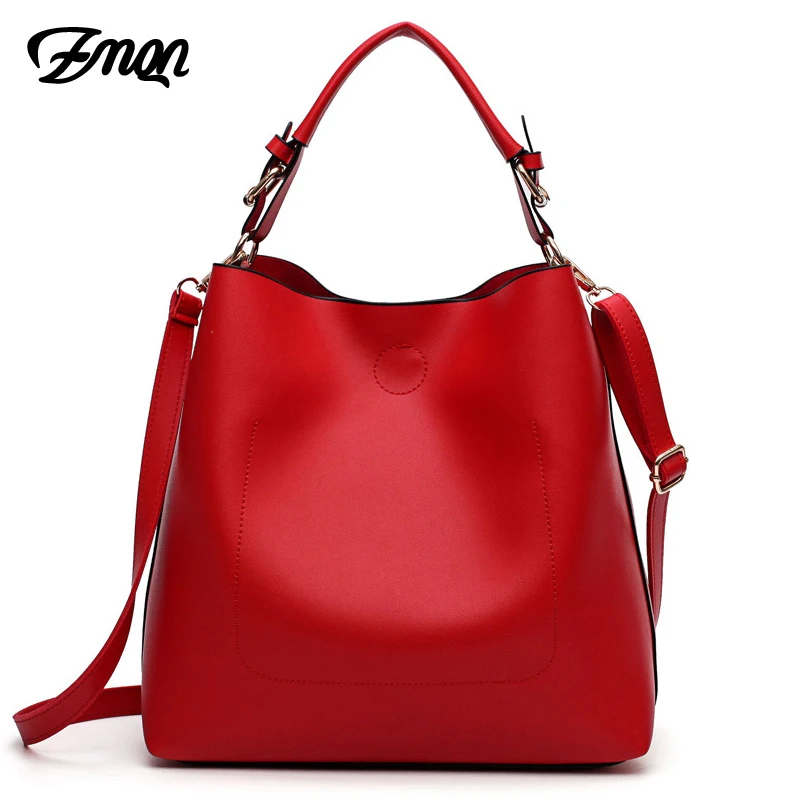 Billige ZMQN Frauen Messenger Taschen 2019 Handtaschen Set Hobo Luxus Tasche Damen Schulter Tote Große Kapazität Eimer Taschen PU Leder Rot a912