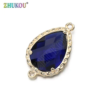 

14*23mm High Quality Brass Cubic Zirconia Water-drops shape Connectors DIY Jewelry Findings Making, Hole:1.0mm Model: VS298