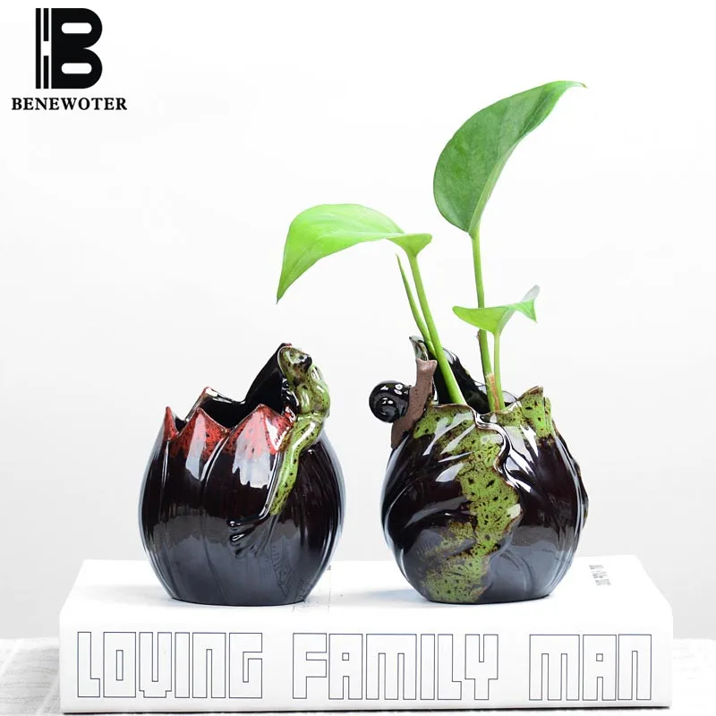 

Creative Ceramic Container Desktop Hydroponic Vase Garden Planters Patio Decoration Succulent Plant Bonsai Flower Pot Plant Pot