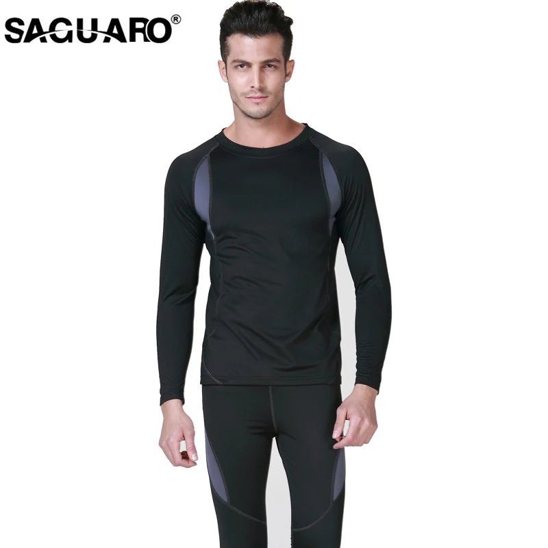SAGUARO New Men Thermal Underwear Sets 2017 Winter Hot Dry
