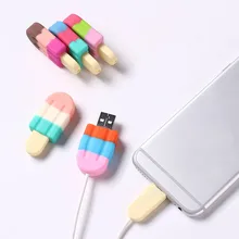 חדש סיליקון חמוד קרח קרם כבל ארגונית עבור iphone כבל מגן דה cabo USB chager חוט מחזיק עבור אנדרואיד TYPE C כבל