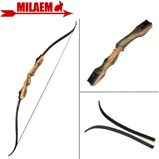 US $96.64 1Set 62inch 60lbs Archery Recurve Hunting Right Hand Traditional Wooden Riser