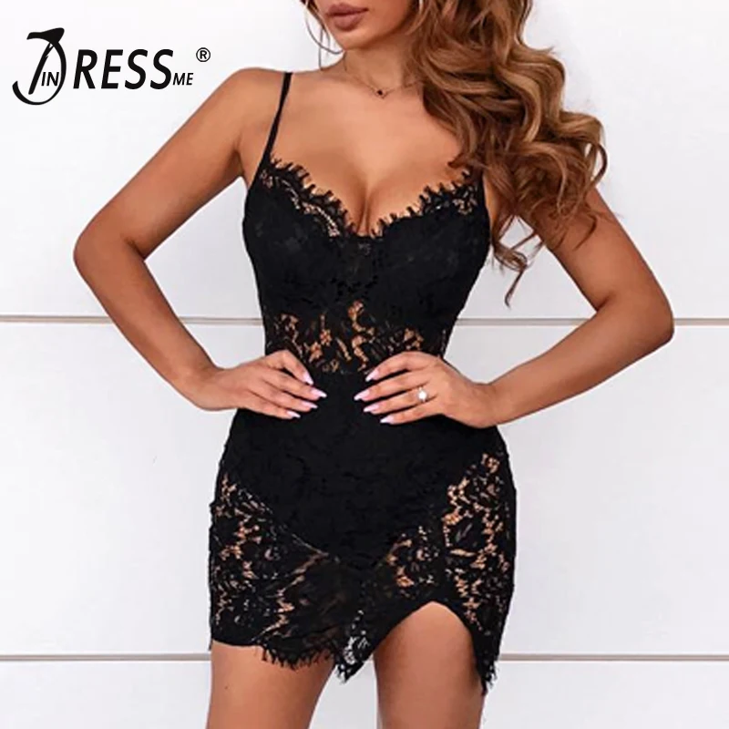 INDRESSME 2019 Новое Женское модное кружевное платье без рукавов в полоску сексуальное