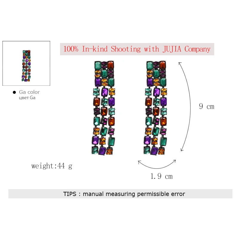 JUJIA горячая распродажа дизайн za красочные Кристальные серьги Модные женские массивные серьги для девушек серьги-капли для вечеринки