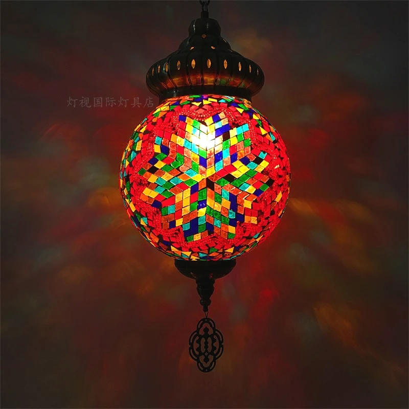 Марокканский турецкий стиль ретро винтажный подвесной светильник E27 база Средиземноморский стиль украшение Мозаика подвесной светильник