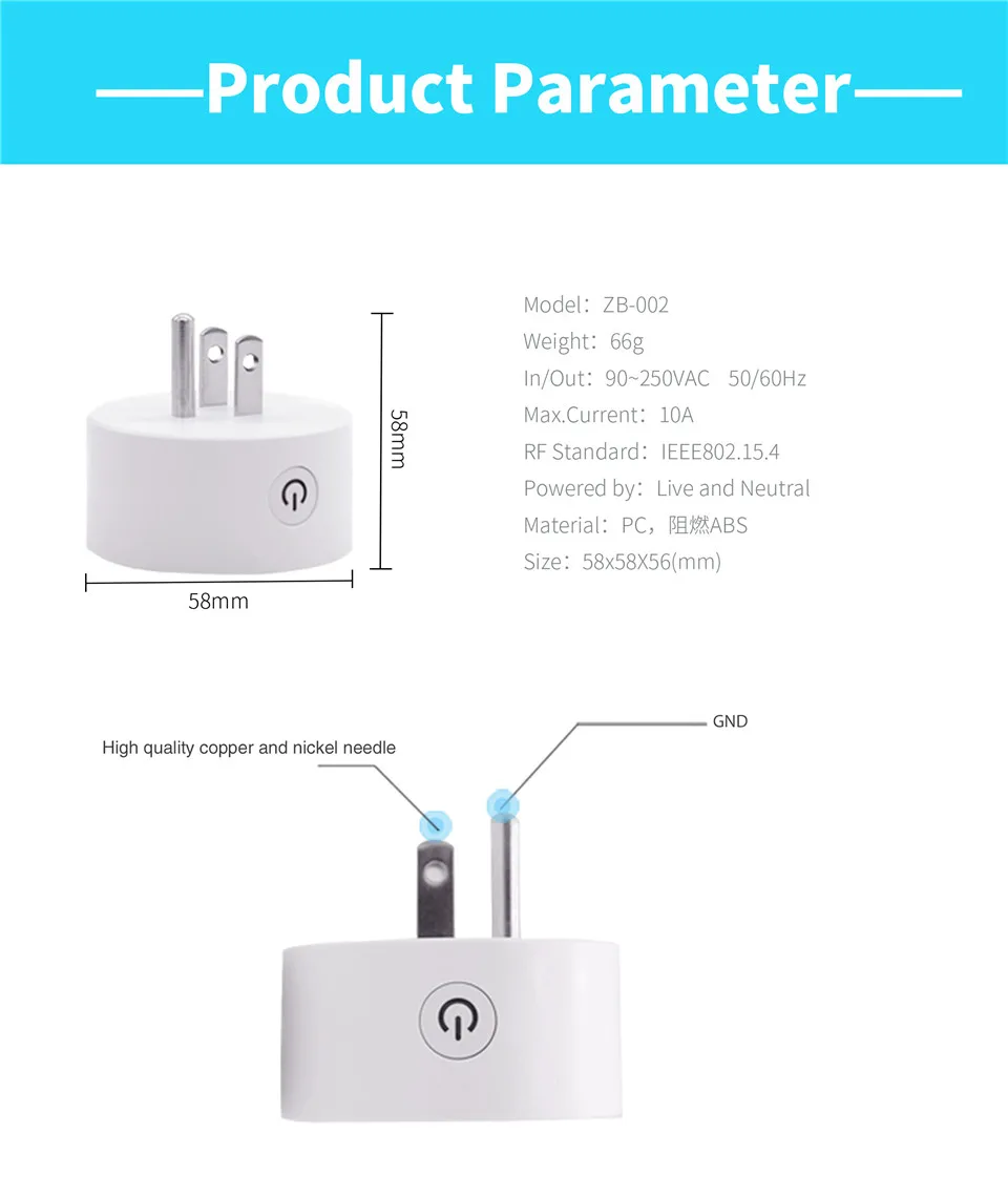 Lonsonho Zigbee умная розетка с разъемом для США работает с Echo Alexa Smartthings Wink Hub умный дом автоматизация