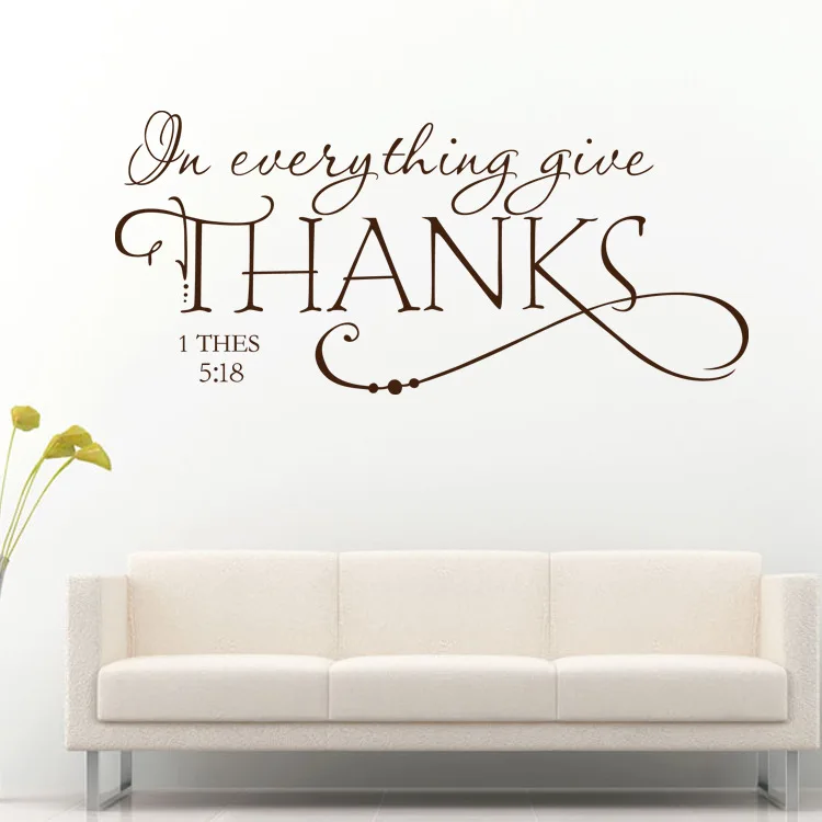 

Wall Decoration Wall Sticker Waterproof Beautiful Think Giving Day Thanks Good Black Removable DIY for Vinyl Mural Gods