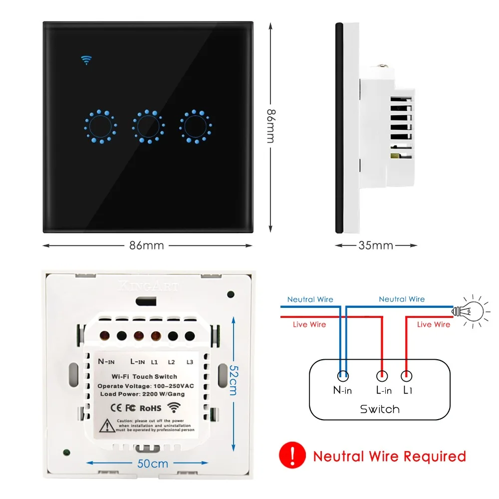 Wifi умный настенный сенсорный переключатель стеклянная панель Ewelink приложение управление Поддержка Alexa Google Home EU UK черный 1 2 3 банда Переключатель синхронизации