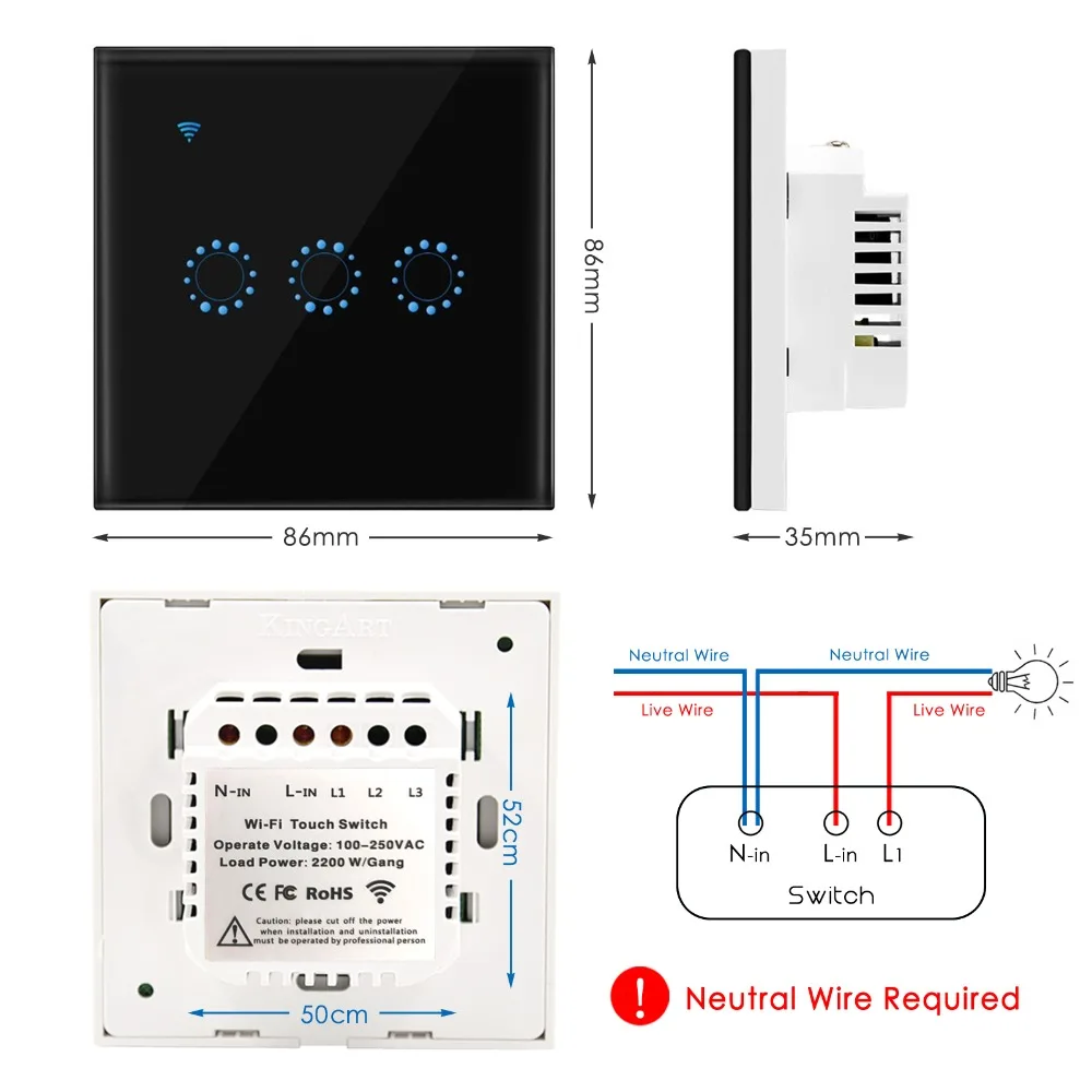 Wifi смарт настенный сенсорный переключатель стеклянная панель Ewelink приложение