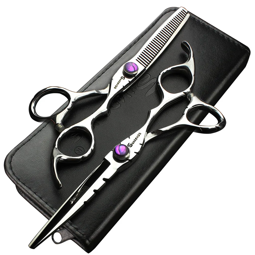 

New 6-inch hairdressing scissors suit personality purple gem high-grade hairdresser professional style barber scissors set