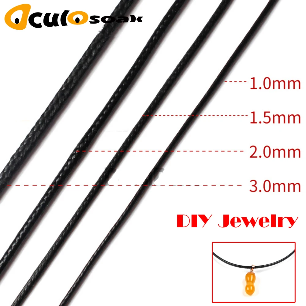 

3pcs/lot Leather Cord Black Necklace Cord Wax Rope Chain With Stainless Steel Rotary Buckle For DIY Necklace Jewelry Making 1-3m