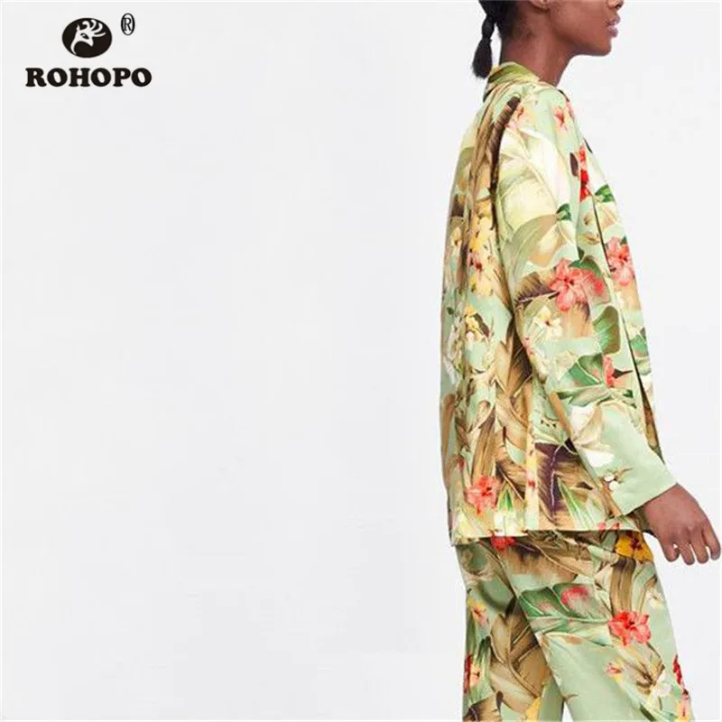 ROHOPO Autumn Women Floral Vintage Blazer Office Ladies Vogue Printed Slim Casaul Outwear #OYK9670