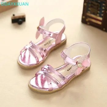 

Girls Summer Sandals 2018 New Brand Kids Party Shoes diamond Bowknow Girls Princess Single Flat Shoes Children Beach Sandals