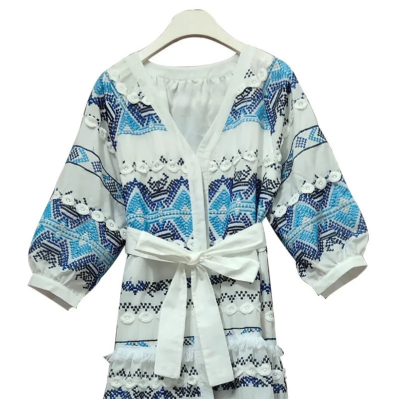 TWOTWINSTYLE Vintage Embroidery Tassel Patchwork