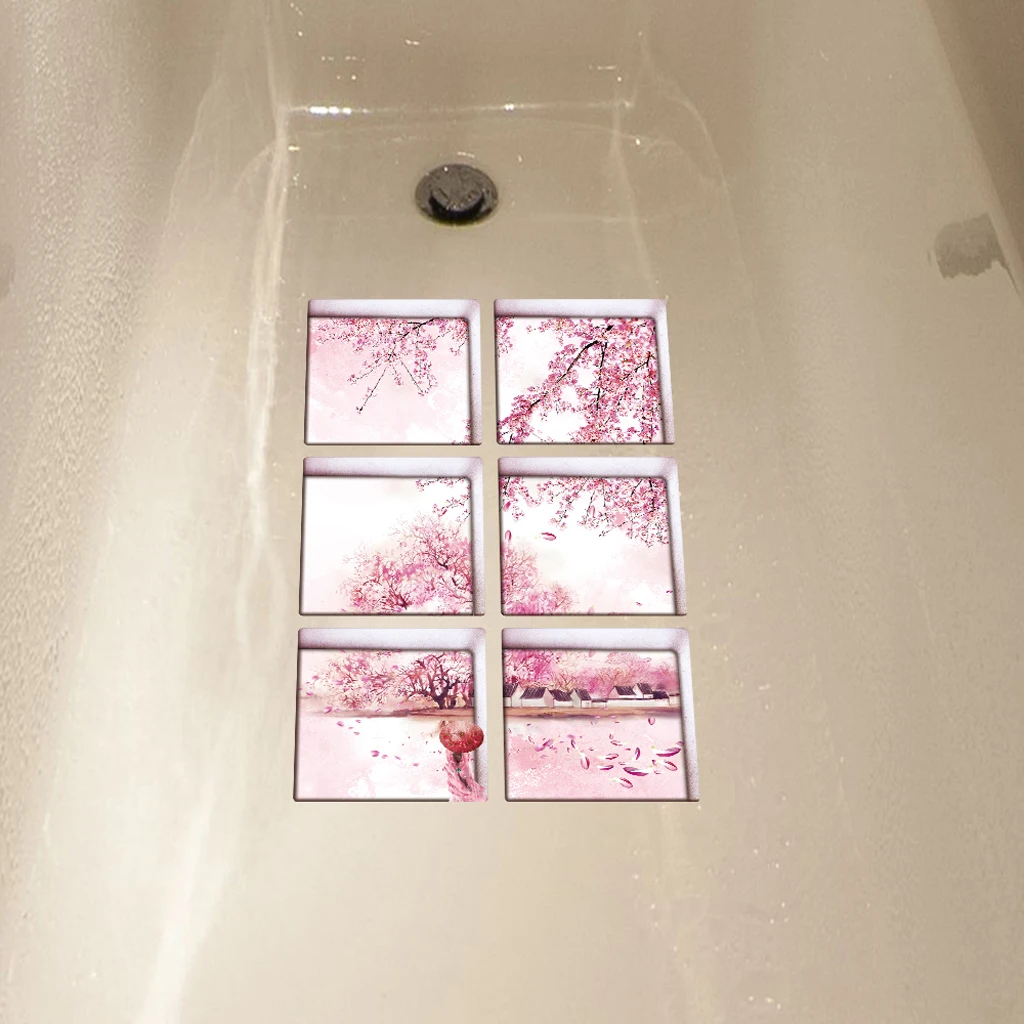3D Effect Anti-slip Bathtub Stickers Ceramic tile Tub Tattoos Decals 6pcs Pack Waterproof Wall Sticker Multiple Use Home Decor