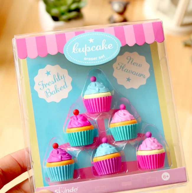 

6 Pcs/set Kawaii Rubber Cake Dessert Eraser Set For Kids Novelty Cake Set Stationery