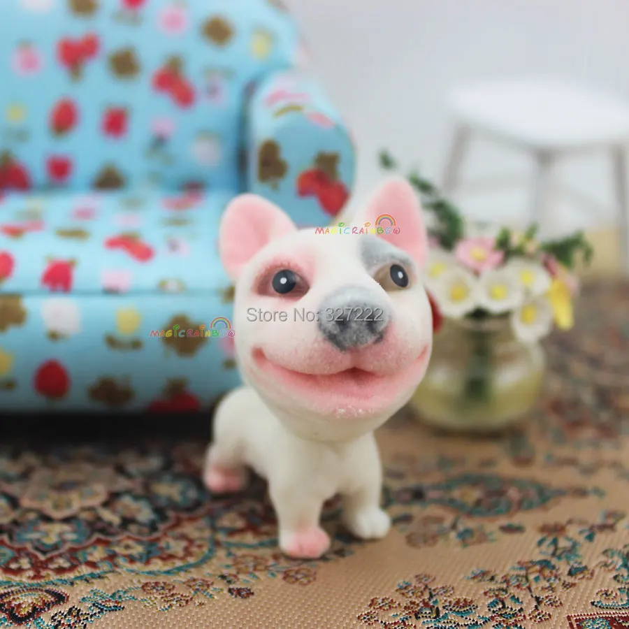 

1 12 Scale Dollhouse Miniatures Accessories Animal Cute Dog Puppy Terrier Bobble Head Tail Toys
